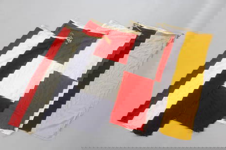 Lot of 4 Large Vintage Nautical Signal Flags: Lot of 4 Vintage Nautical Signal Flags. These colorful cloth flags are multicolored, yellow, red and blue were used to communicate with ships and other boats. Dimensions are 50 in h x 40 in w. Conditi