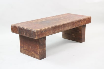 Thick Chunky Minimalist Wood Coffee Table Bench