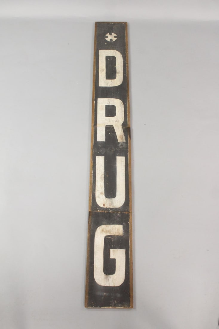 Antique Drug Store Sign, Cut-up Painted Wood (1 of 8)