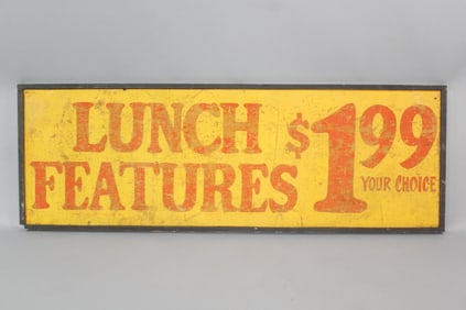 Painted Sign "Lunch Features $1.99" Sign