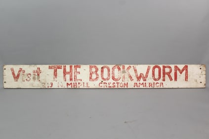 Painted Wood Sign "The Bookworm" Book Store Sign