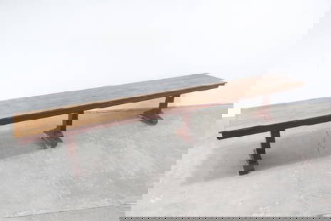 Huge 15.5 Ft Wooden Refectory Farm Dining Table: Huge 15.5 Ft Wood Refectory Farm Table. Massive and long dining table, with 3 legs. Dimensions are 31 in h x 186 in w x 29.5 in d. Condition is good with crazing to finish, wear to edges and minor scu