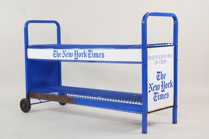 New York Times Advertising News Stand Display Shelf, Blue