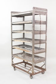 Industrial Primitive Wood Baker's Rack Trolley Shelf, Shoe Rack