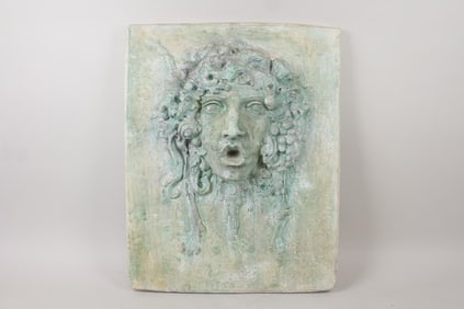 Turquoise Bacchus Plaster Wall Relief Plaque