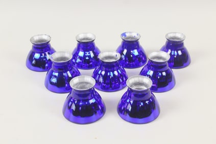 Set of 9 Small Cobalt Blue Mercury Glass Shades