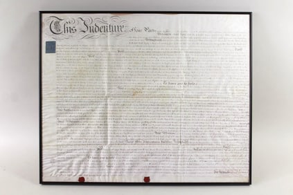 Large Framed 1814 British Indenture Certificate