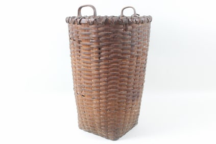 Woven Wooden Splint Laundry Basket with Handles