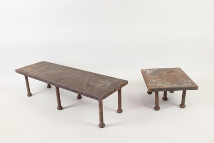 Pair of Industrial Cast Iron Pedestal Stands