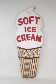 Vintage Painted Plywood 8-foot Tall "Soft Serve" Ice Cream Cone Sign, 2 of 3
