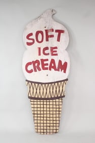Vintage Painted Plywood 8-foot Tall "Soft Serve" Ice Cream Cone Sign, 3 of 3