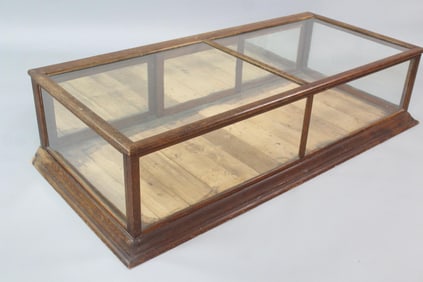 Oak and Glass Rectangular Counter Top Showcase Store Display