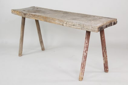 Primitive Wooden Peg Leg Farm Console Table