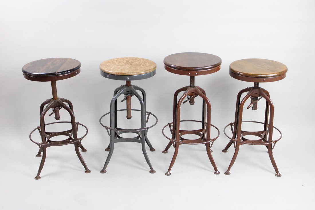 Lot of 4 Industrial Wood Top Toledo UHL Stools (1 of 17)