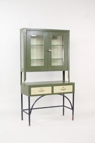 Industrial Green Metal Stepback Medical Cabinet