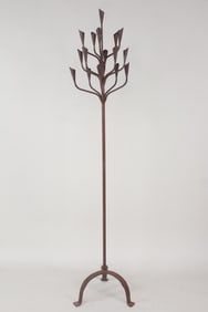 Wrought Iron Standing Floor Candelabra, Manner of Jean Royere