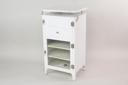 Industrial White Enamel Metal & Glass Medical Cabinet