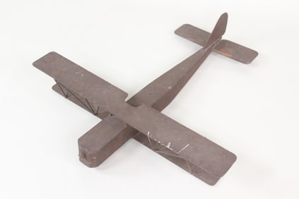 Folk Art Sheet Iron Biplane Sculpture, Weeathervane