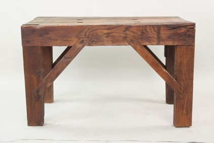 Industrial Thick Chunky Wood Work Table, Butcher or Blacksmith