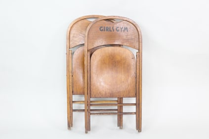 Pair of Folding Bentwood Chairs, "Girl's Gym"
