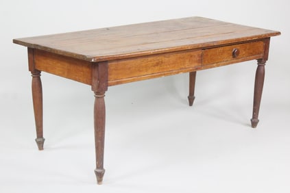 Primitive Wooden Farm Work Table with Drawer