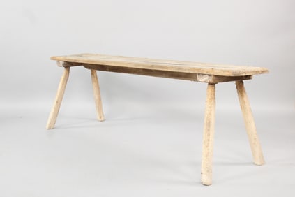 Primitive 5 Ft Long Peg Leg Bench, Pennsylvania
