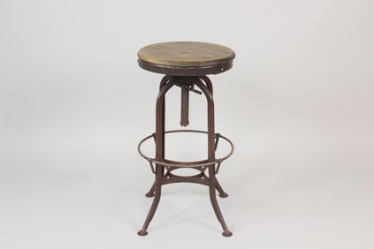 Industrial Wood Topped Toledo Drafting Stool