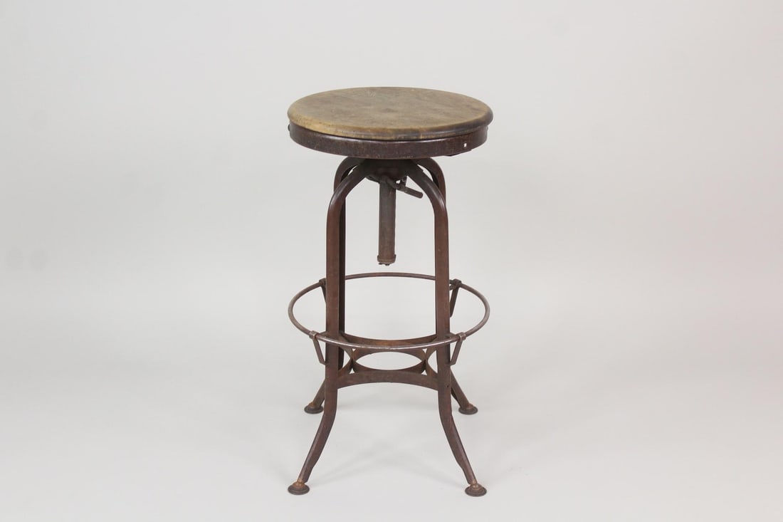 Industrial Wood Topped Toledo Drafting Stool (1 of 9)