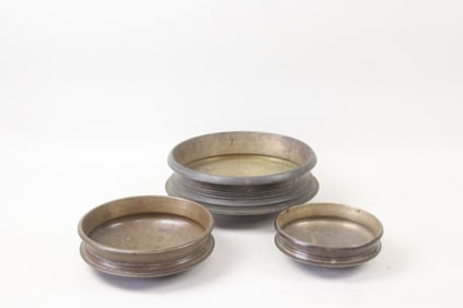 Set of 3 Bronze Indian Urli Vessel Bowls