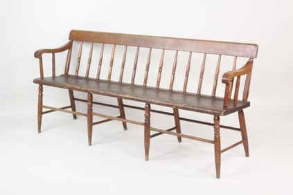 Long Wooden Spindle Back Windsor Bench, 2 of 2