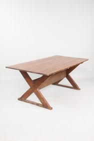 Primitive Pine Sawbuck Trestle Farm Table