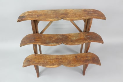 Primitive Mustache Shaped Tiered Plant Stand Display Shelf