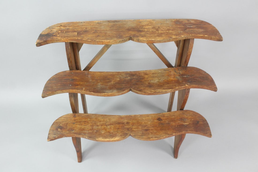 Primitive Mustache Shaped Tiered Plant Stand Display Shelf (1 of 10)