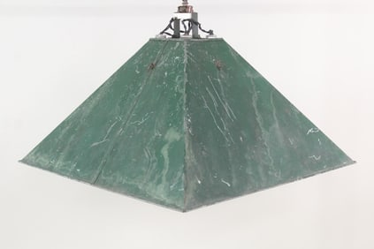 Large 2.5 foot Green Painted Metal Pyramid Billiards Light
