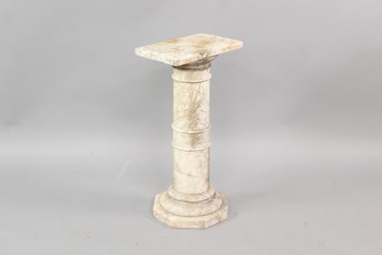 Antique 19th C. Weathered Marble Column Pedestal