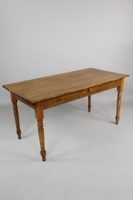 Antique Turned Leg One-Drawer 5 ft. Farm Harvest Table