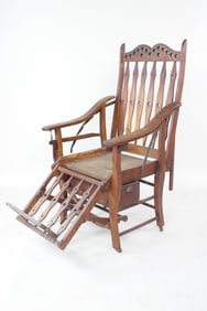 19th C. Victorian Adjustable Wooden Medical Dental Chair