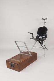 S.S. White Portable Aluminum Military Field Dentist Chair in Oak Case