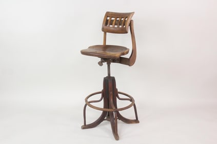 Sikes Industrial Bentwood Drafting Stool