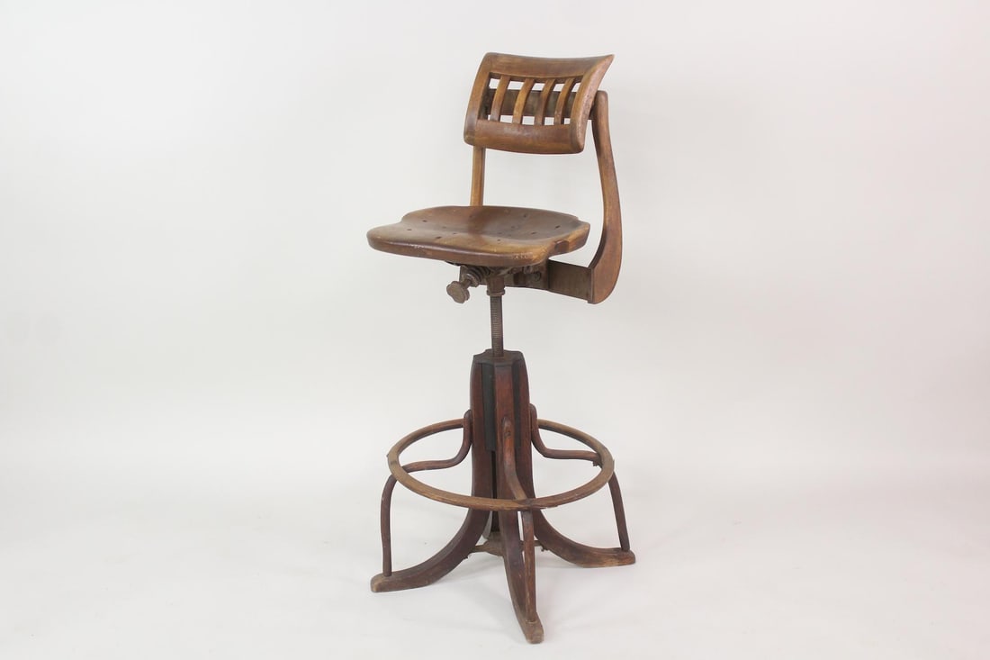Sikes Industrial Bentwood Drafting Stool (1 of 14)