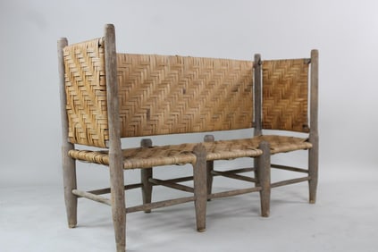 Old Hickory Wooden Bench Settee, Adirondack
