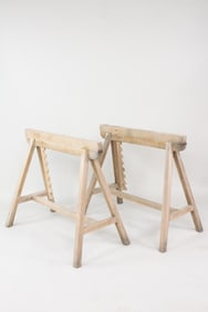 Pair of Wooden Adjustable Draftsman Sawhorses, Trestles