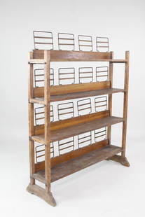 Industrial Wood & Metal Store Display Nabisco Shelf: Industrial Wood & Metal Store Display Nabisco Shelf. This bread shelf commonly known as a "Nabisco" Shelf, would have been a Baker's stationary rack with 4 wooden shelves, each with 4 metal racks atta