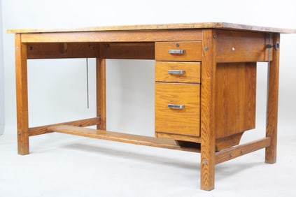 Industrial Oak Engineer or Architect's Drafting Table by Mayline