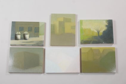 Group of 6 Clark Murray Expressionist Paintings, Buildings & Landscapes in Muted Colors
