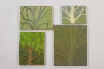 Group of 4 Clark Murray Expressionist Paintings, Minimalist Trees