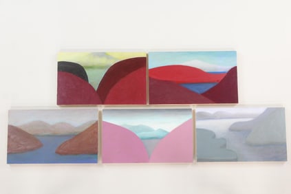 Group of 5 Clark Murray Expressionist Paintings, Red Hudson River Landscapes