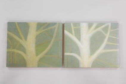Pair of Clark Murray Expressionist Paintings, Leafless Trees