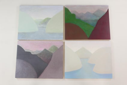 Group of 4 Large Clark Murray Expressionist Paintings, Hudson River Landscapes