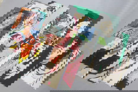 Group of 16 Abstract Clark Murray Large Portrait Oil Stick Paintings: Group of 16 Abstract Clark Murray Large Portrait Oil Stick Paintings. This lot consists of 16 drawings/paintings done in Oil Stick on paper, all headshots in bold colors. Dimensions are 30.5 in h x 22